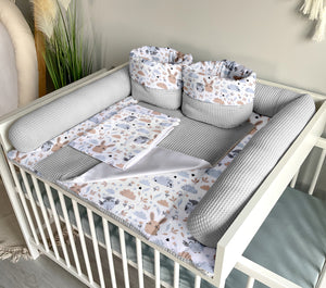 Wickelauflage mit abnehmbaren Bezug und wasserdichter Matratze - Changing mat | set of 6 elements | Owls and bunnies plus grey-SleepeSheep- - SleepeSheep