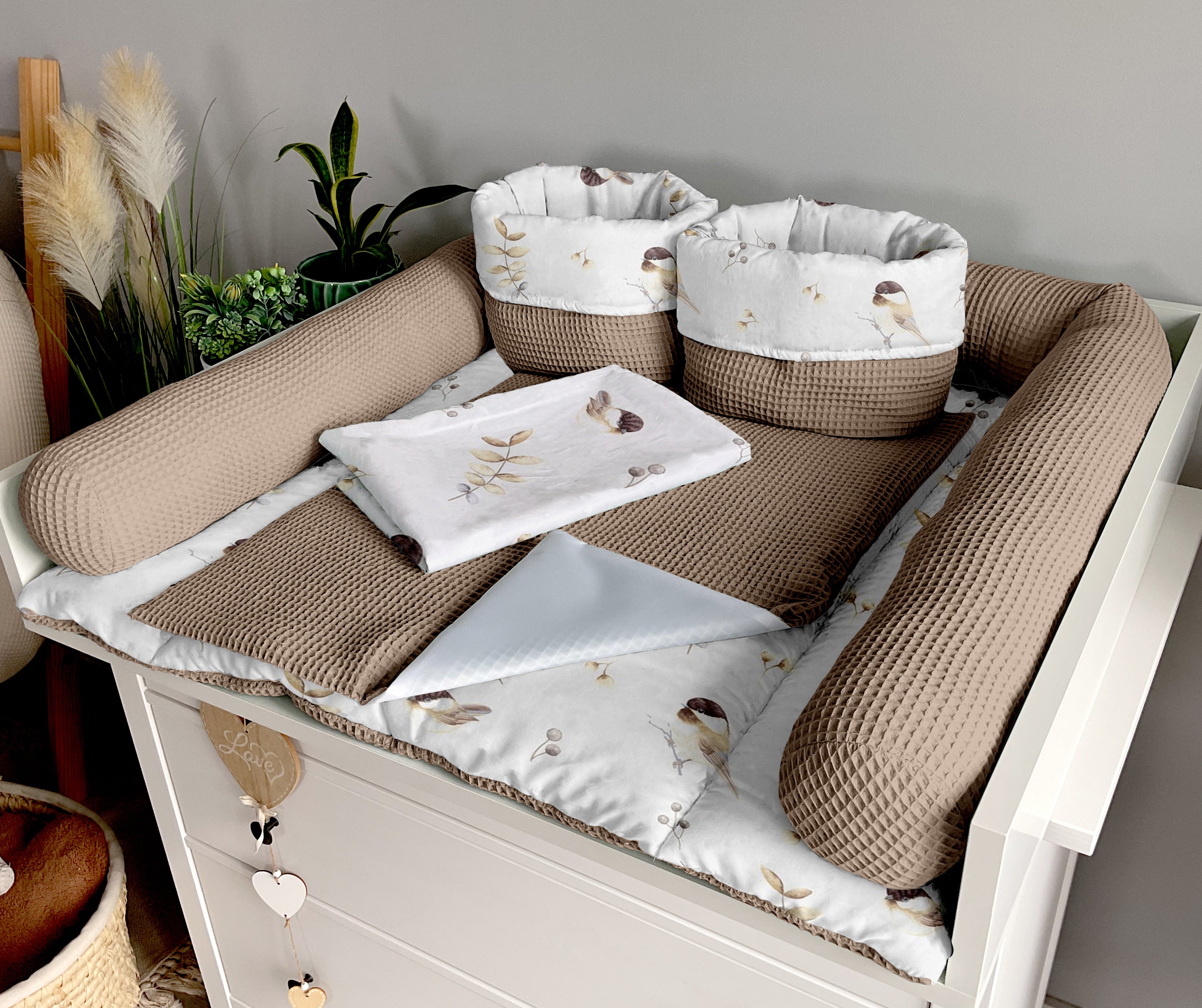 Changing mat | set of 6 elements | Birds and brown