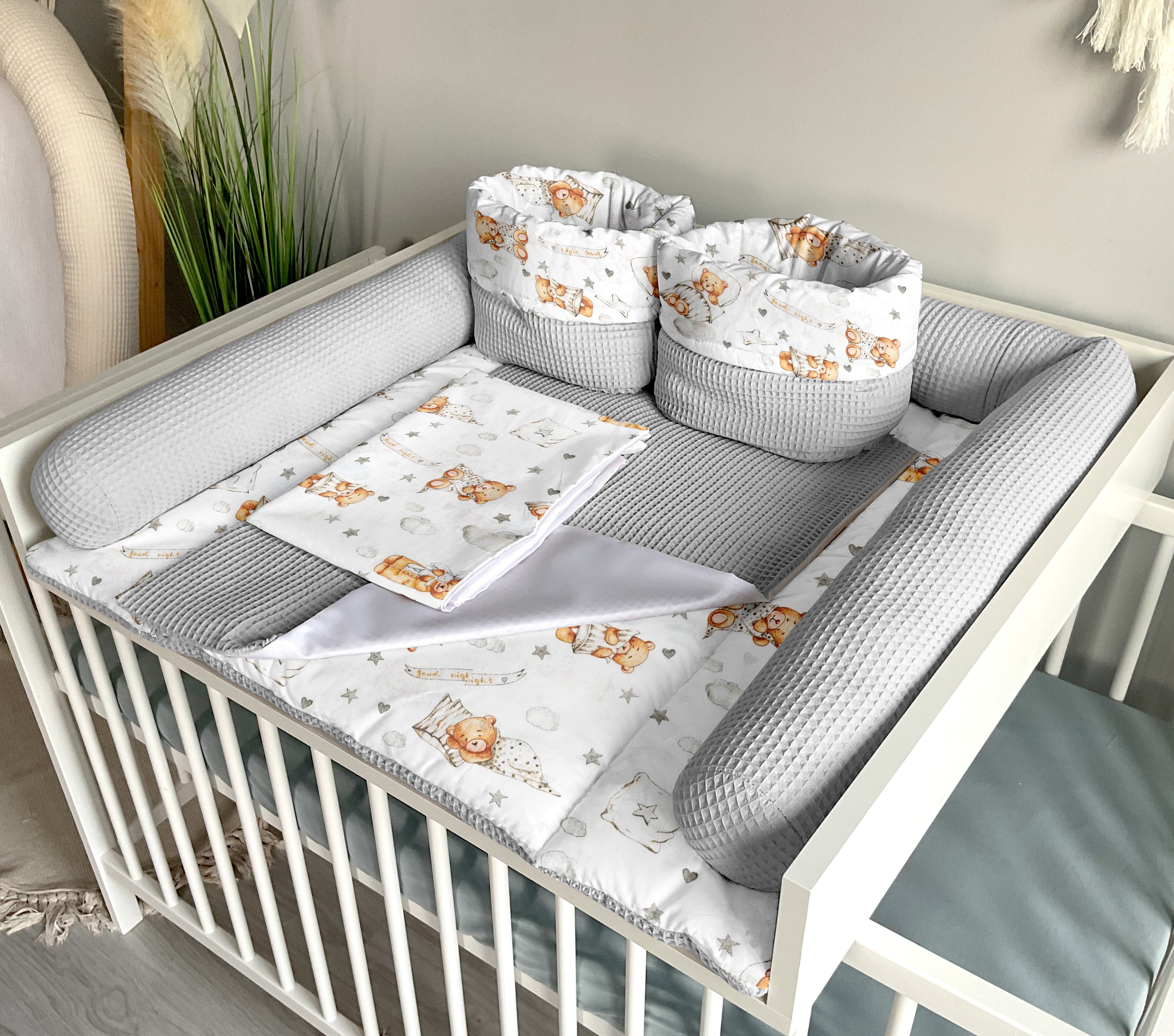 Wickelauflage mit abnehmbaren Bezug und wasserdichter Matratze - Changing mat | set of 6 elements | Sleeping bears plus grey-SleepeSheep- - SleepeSheep