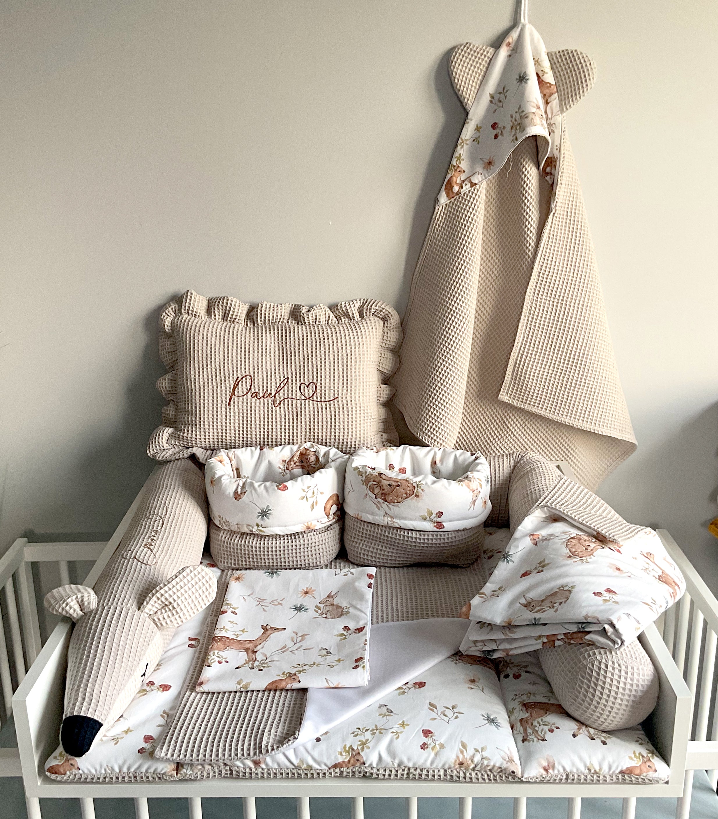 Wickelauflage mit abnehmbaren Bezug und wasserdichter Matratze - Changing mat | Forest friends (roll Reh)-SleepeSheep-Set 7-50cm W 70cm H- - SleepeSheep