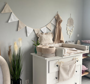 Wickelauflage mit abnehmbaren Bezug und wasserdichter Matratze - Changing mat with snaps | Beige Frotte-SleepeSheep- - SleepeSheep