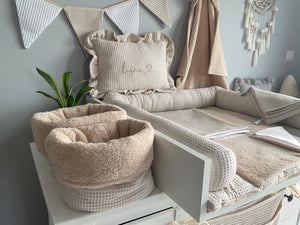 Wickelauflage mit abnehmbaren Bezug und wasserdichter Matratze - Changing mat with snaps | Beige Frotte-SleepeSheep- - SleepeSheep