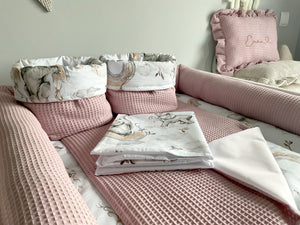 Wickelauflage mit abnehmbaren Bezug und wasserdichter Matratze - Changing mat | set of 6 elements | Beige elephants and dirty pink-SleepeSheep- - SleepeSheep