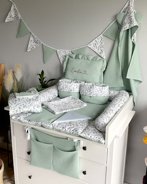 Wickelauflage mit abnehmbaren Bezug und wasserdichter Matratze - Changing mat | Mini Eukalyptus (Roll in pattern)-SleepeSheep-Set 9-50cm W 70cm H- - SleepeSheep