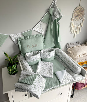 Wickelauflage mit abnehmbaren Bezug und wasserdichter Matratze - Changing mat | Mini Eukalyptus (Roll in pattern)-SleepeSheep- - SleepeSheep