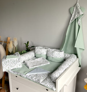 Wickelauflage mit abnehmbaren Bezug und wasserdichter Matratze - Changing mat | Mini Eukalyptus (Roll in pattern)-SleepeSheep-Set 6-50cm W 70cm H- - SleepeSheep