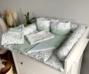 Wickelauflage mit abnehmbaren Bezug und wasserdichter Matratze - Changing mat | Mini Eukalyptus (Roll in pattern)-SleepeSheep-Set 5-50cm W 70cm H- - SleepeSheep