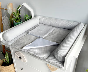 Wickelauflage mit abnehmbaren Bezug und wasserdichter Matratze - Changing mat with snaps | Grey Frotte-SleepeSheep-Set 3-50cm W 70cm H- - SleepeSheep