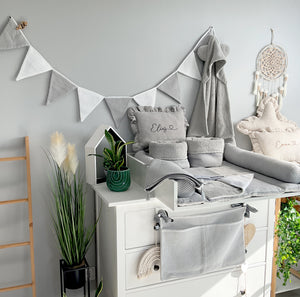 Wickelauflage mit abnehmbaren Bezug und wasserdichter Matratze - Changing mat with snaps | Grey Frotte-SleepeSheep- - SleepeSheep