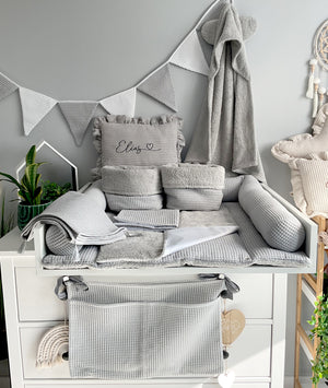 Wickelauflage mit abnehmbaren Bezug und wasserdichter Matratze - Changing mat with snaps | Grey Frotte-SleepeSheep- - SleepeSheep