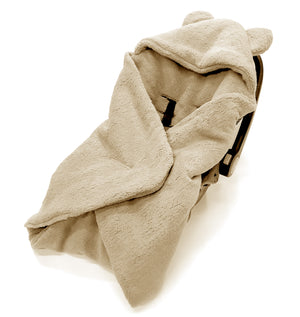 Winter blanket, swaddle for car seat carriers 3 and 5 point belt system | Beige - SleepeSheep