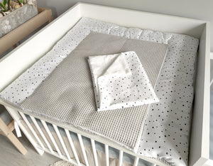 Wickelauflage mit abnehmbaren Bezug und wasserdichter Matratze - Changing mat | Confetti and gray-SleepeSheep-Set 2-50cm W 70cm H- - SleepeSheep