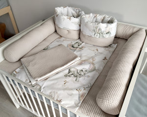 Wickelauflage mit abnehmbaren Bezug und wasserdichter Matratze - Changing mat | set of 6 elements | Beige elephants-SleepeSheep- - SleepeSheep