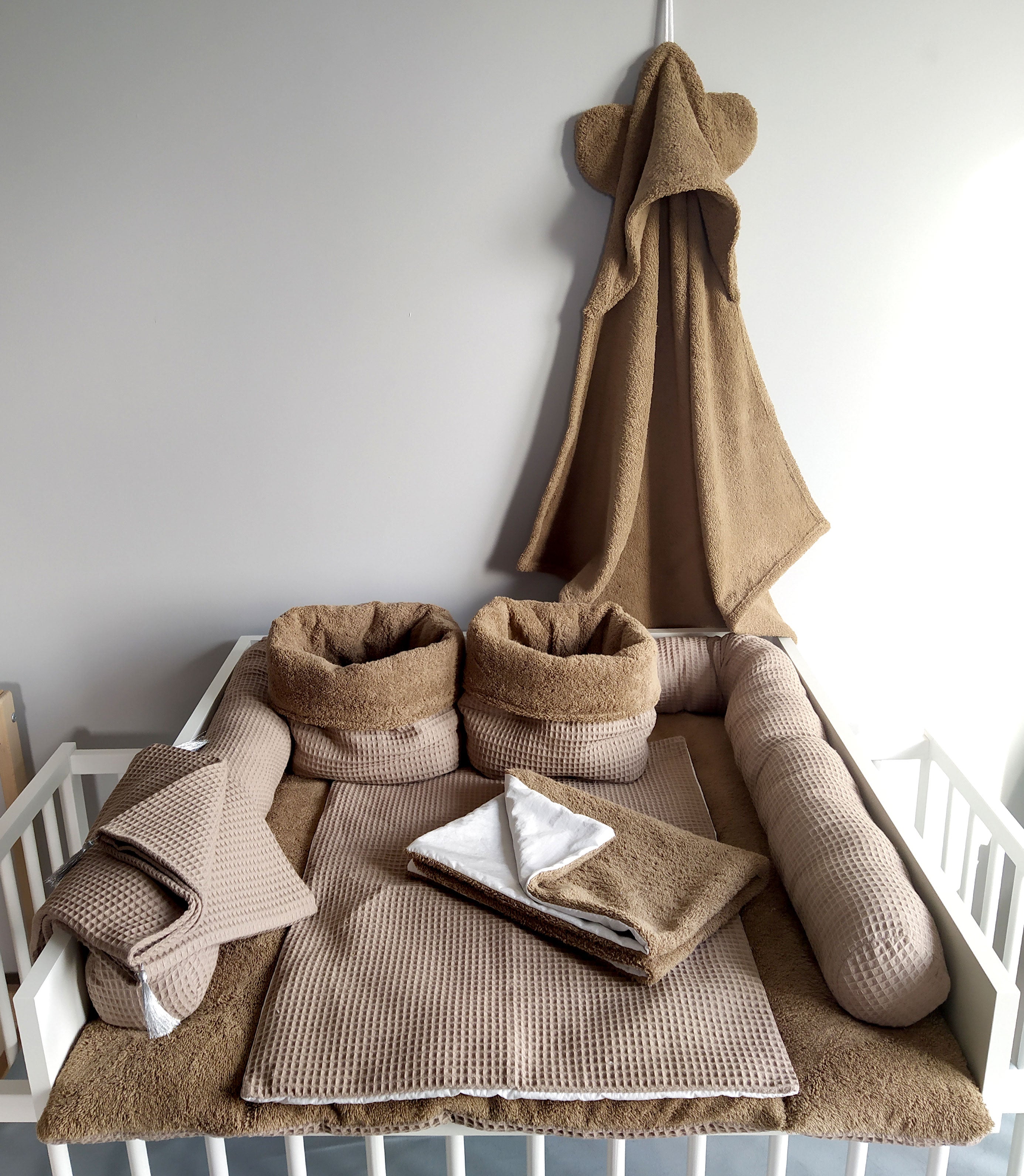 Wickelauflage mit abnehmbaren Bezug und wasserdichter Matratze - Changing mat | Dark beige Frotte-SleepeSheep-Set 6-50cm W 70cm H- - SleepeSheep