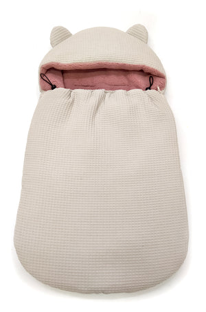 3-in-1 swaddle for car seat, baby carrier, gondola, winter | Sand+DIrty pink - SleepeSheep