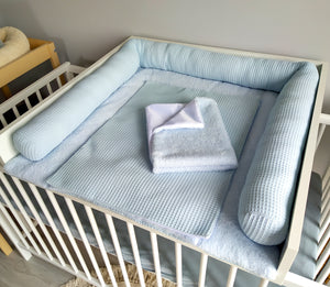 Wickelauflage mit abnehmbaren Bezug und wasserdichter Matratze - Changing mat | Blue Frotte-SleepeSheep-Set 3-50cm W 70cm H- - SleepeSheep