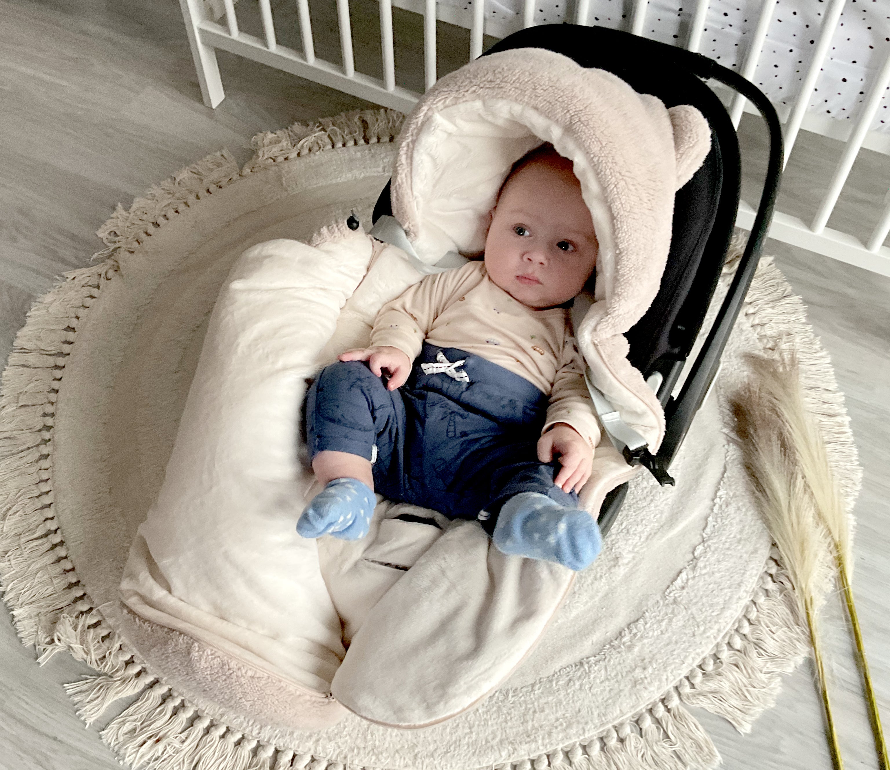 Einschlagdecke Babyschale Winter Teddyfell | Beige