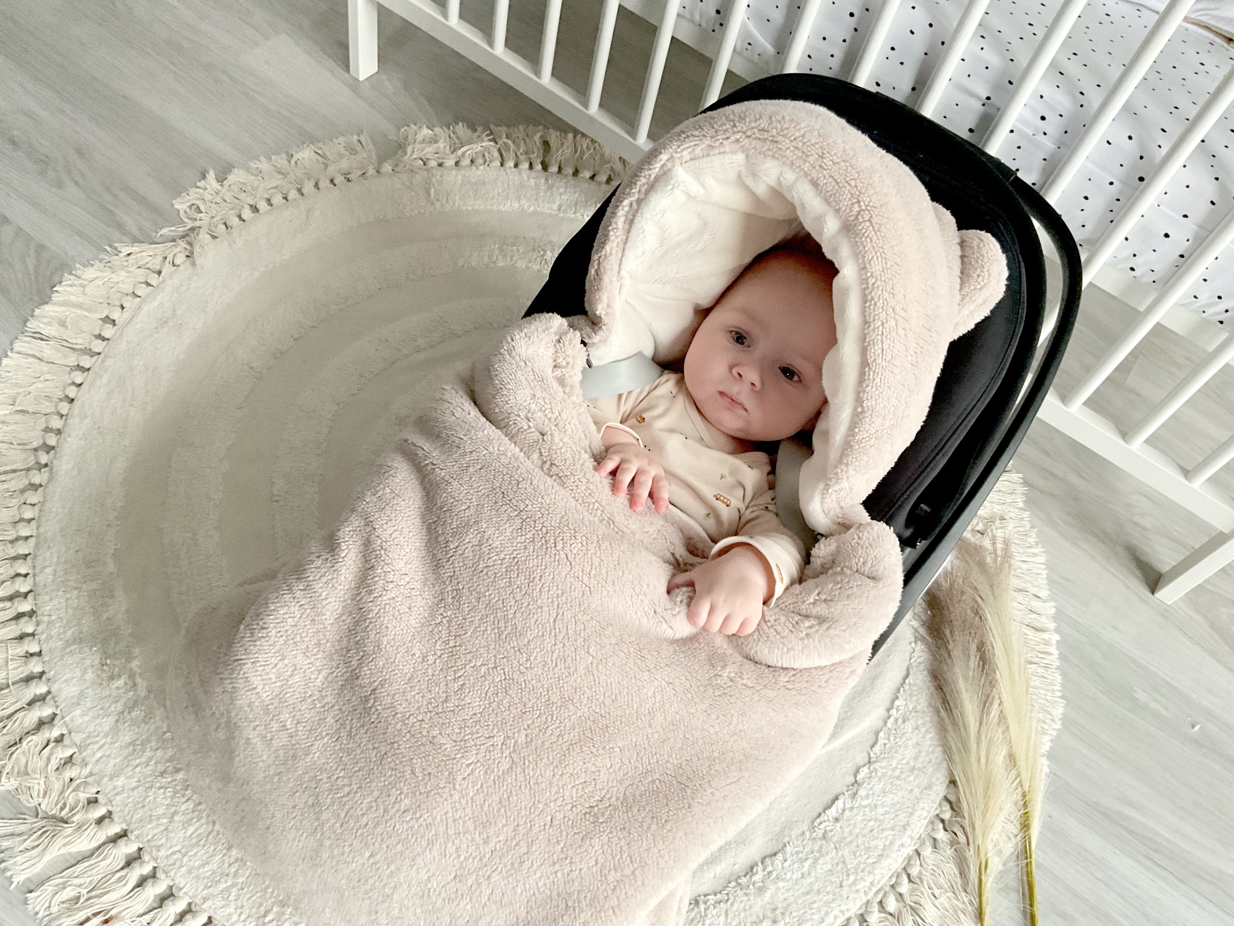 Einschlagdecke Babyschale Winter Teddyfell | Beige