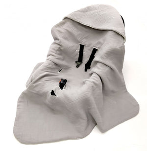 Summer baby car seat blanket | Waffle & muslin | Grey - SleepeSheep