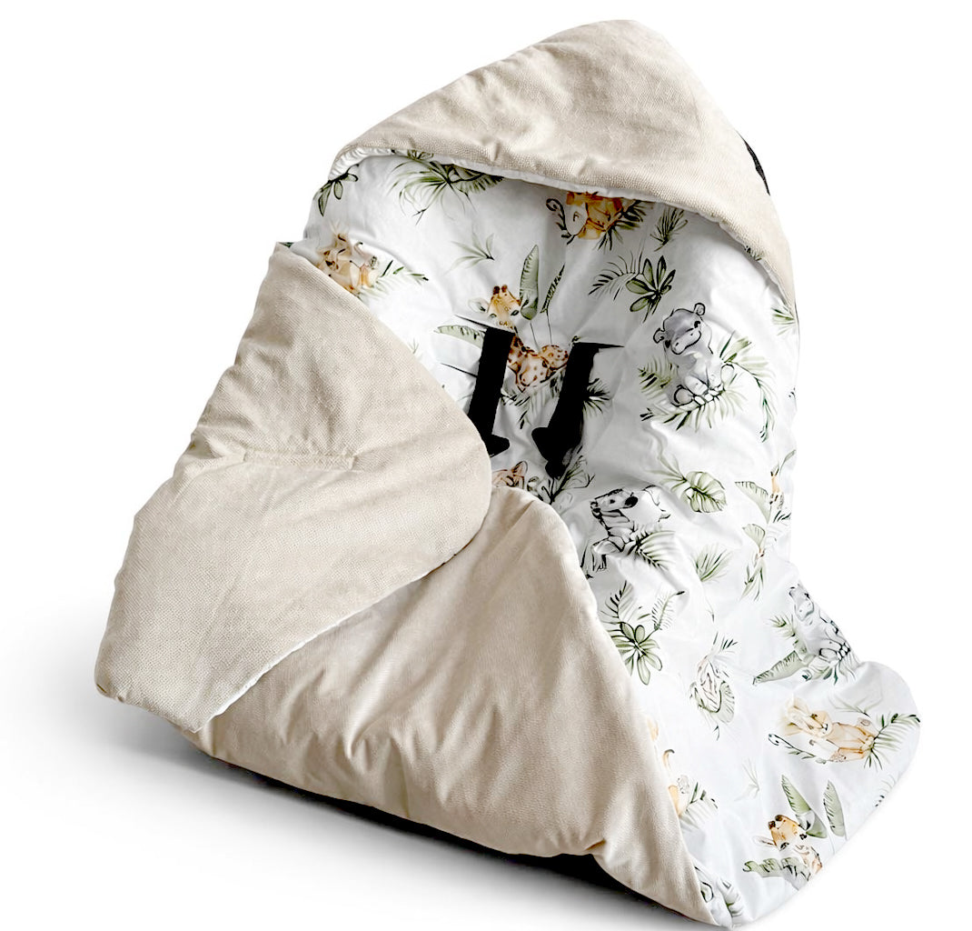 Baby car seat cover | Safari and sand beige velvet