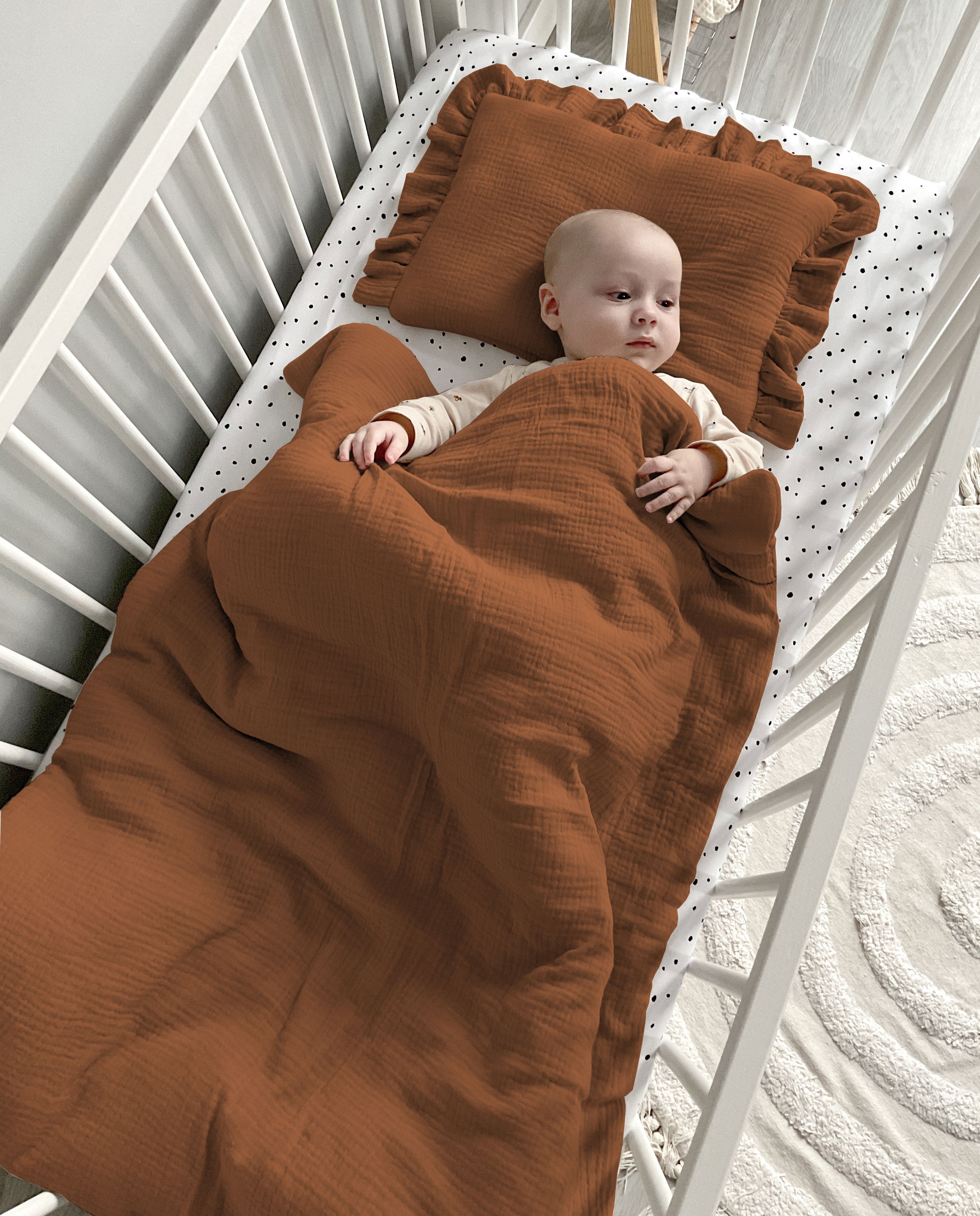 Musslin baby blanket + pillow with name | Pumpkin