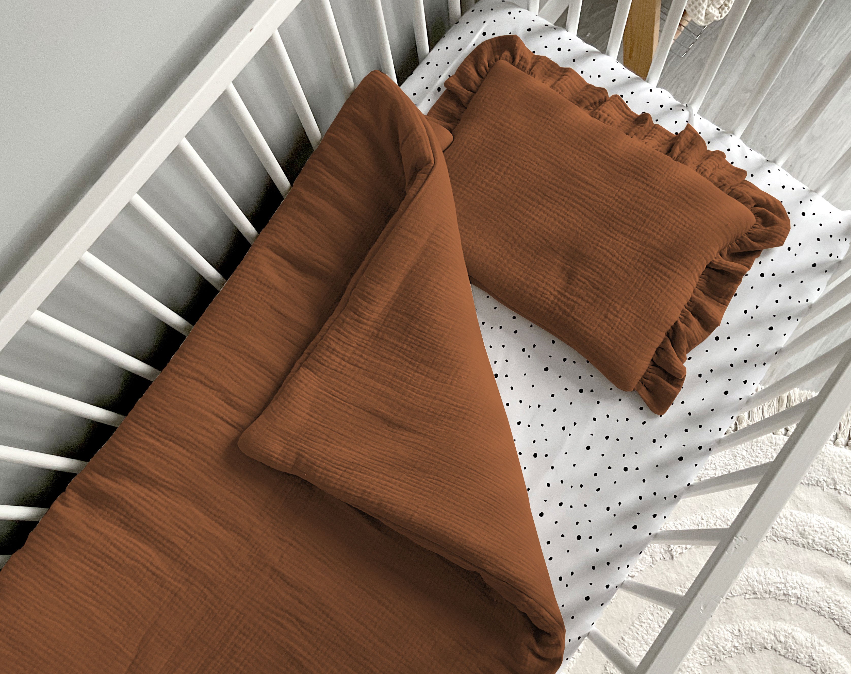 Musslin baby blanket + pillow with name | Pumpkin