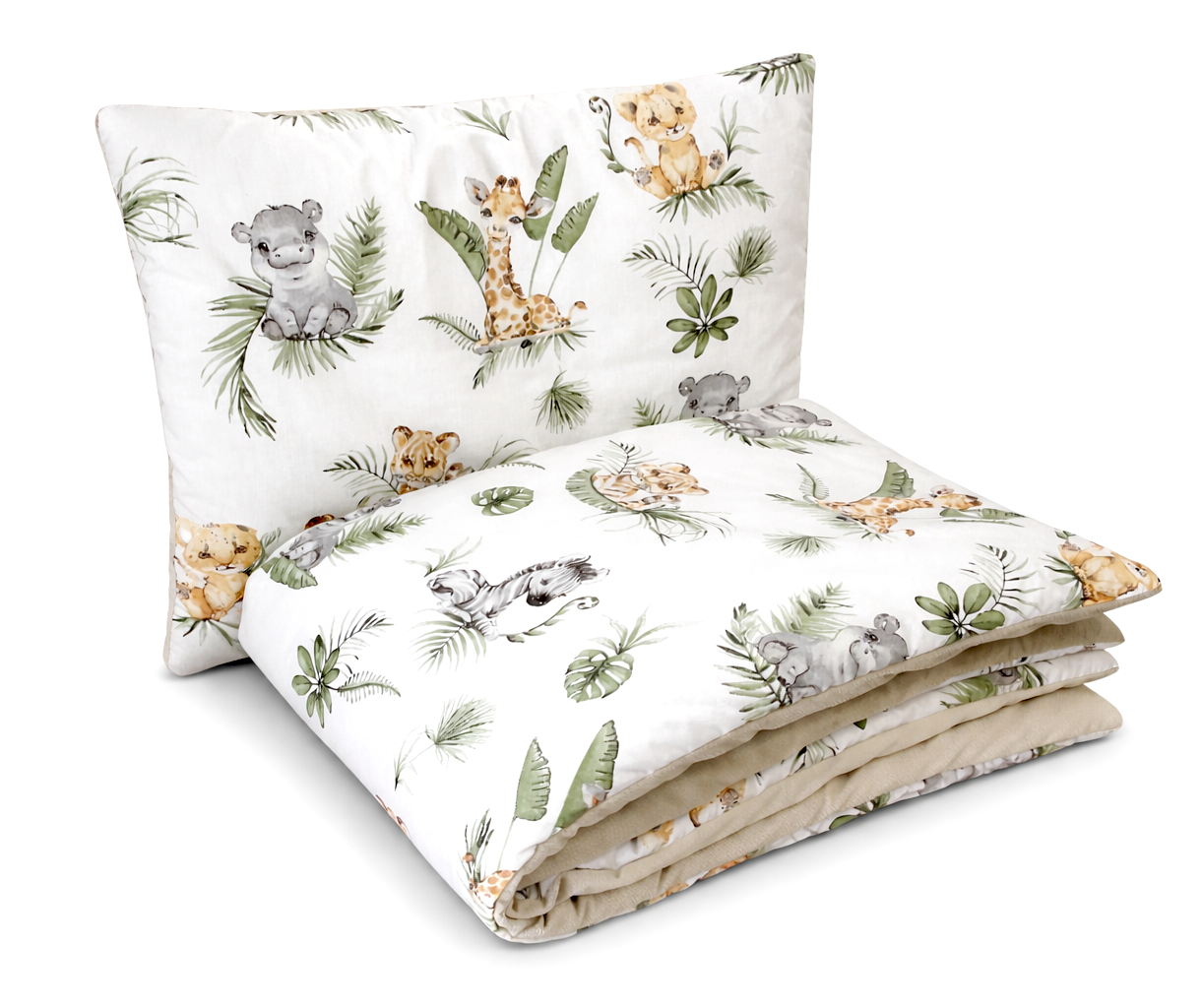 Quilt 100x75cm + Pillow 40x50cm | Safari and sand beige velvet