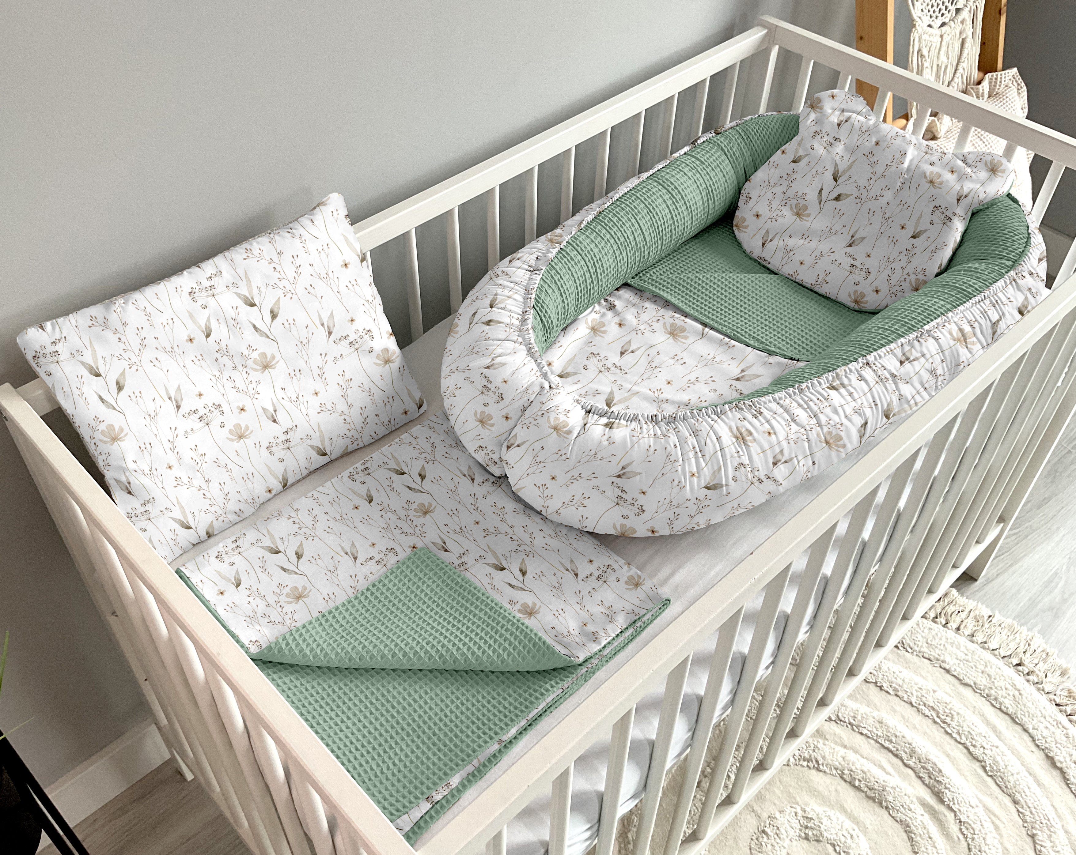 Babynest 5 piece set | Grasses and dirty mint [PREMIUM]