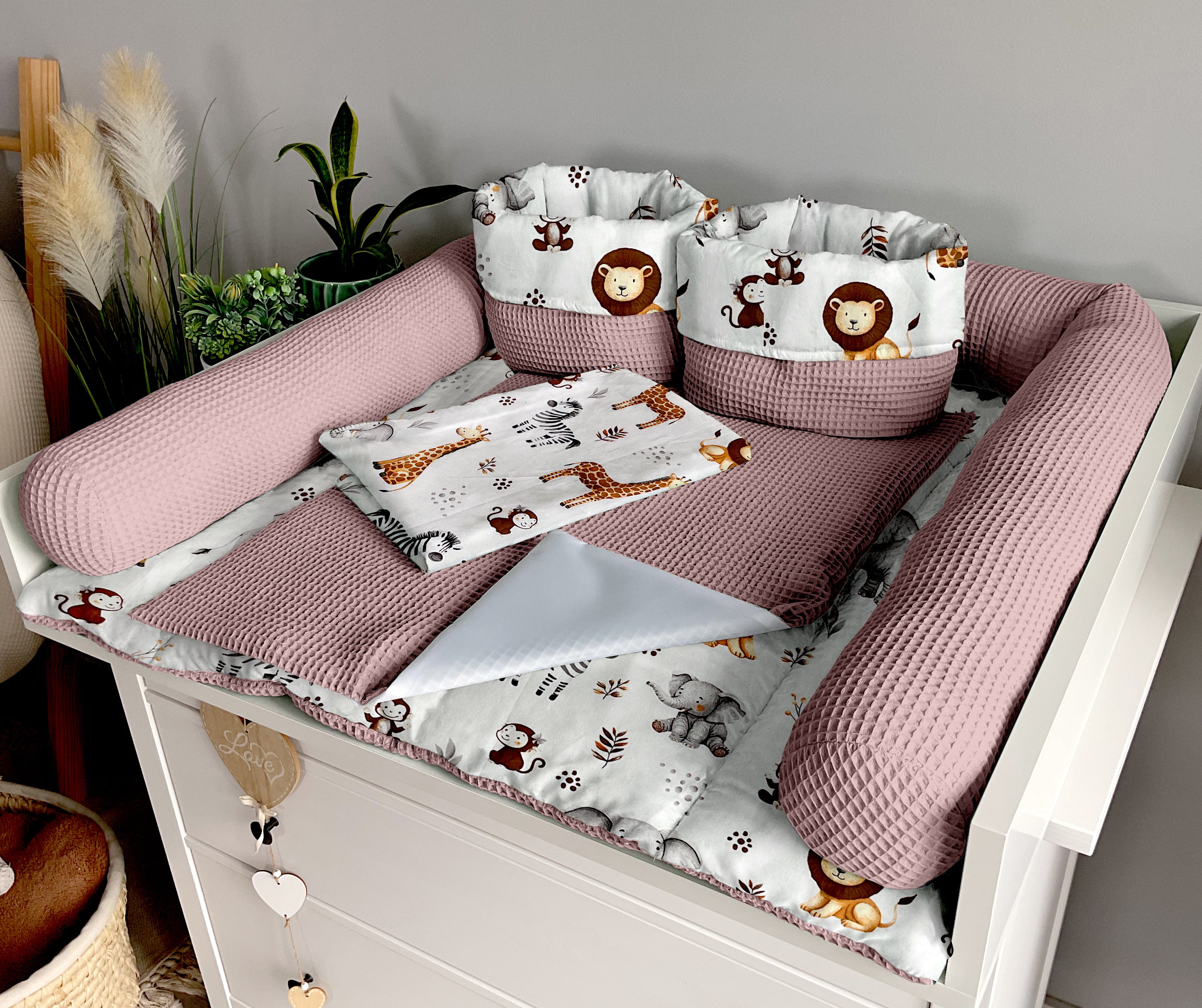 Changing mat | set of 6 elements | ZOO and dirty pink