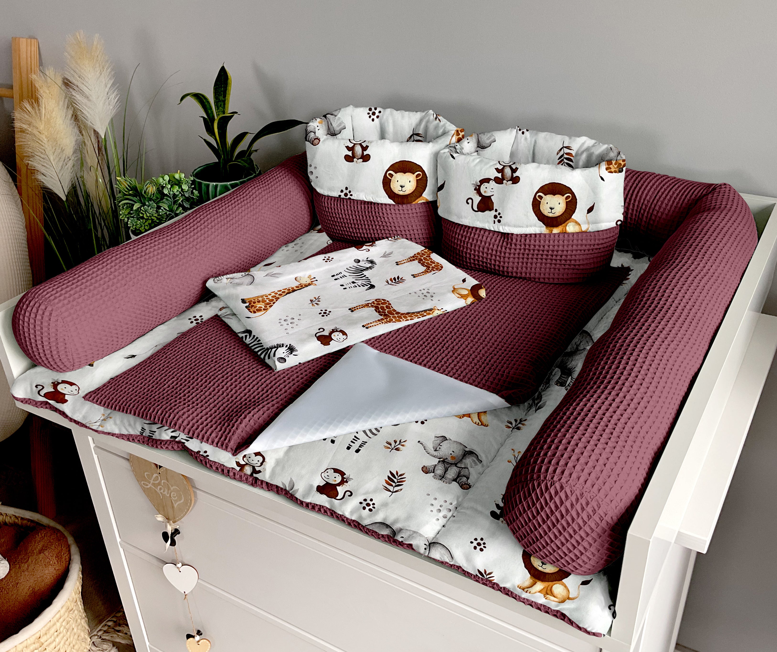 Changing mat | set of 6 elements | ZOO and blueberry