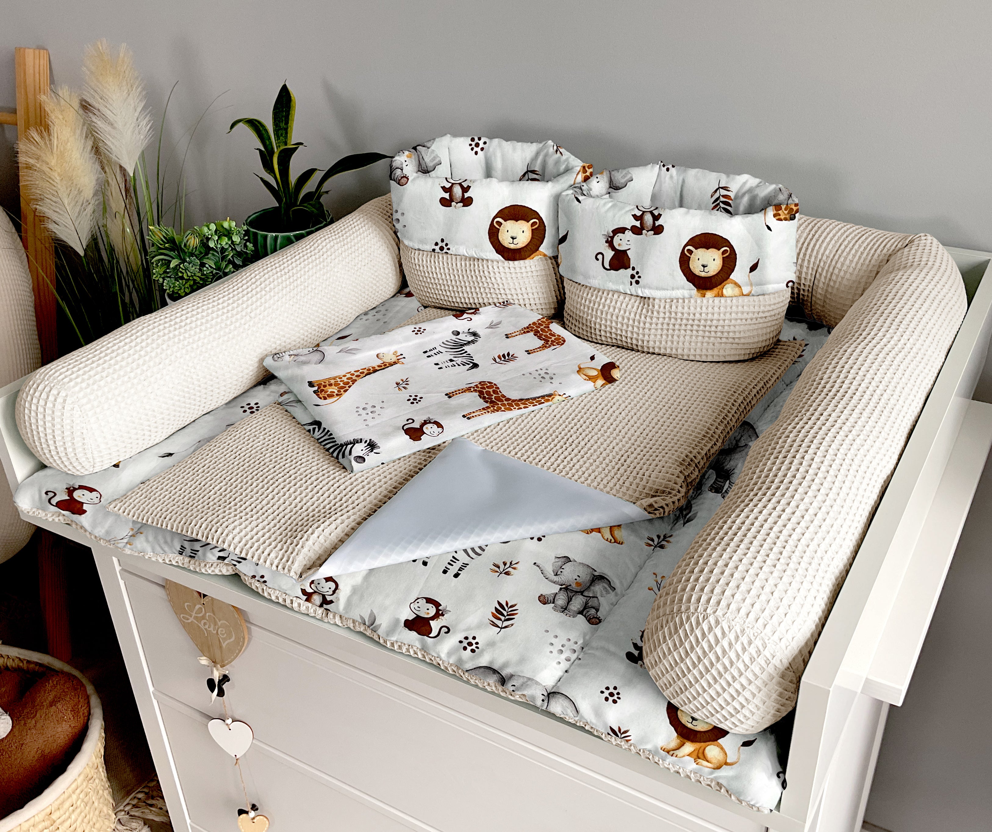 Changing mat | set of 6 elements | ZOO and light beige