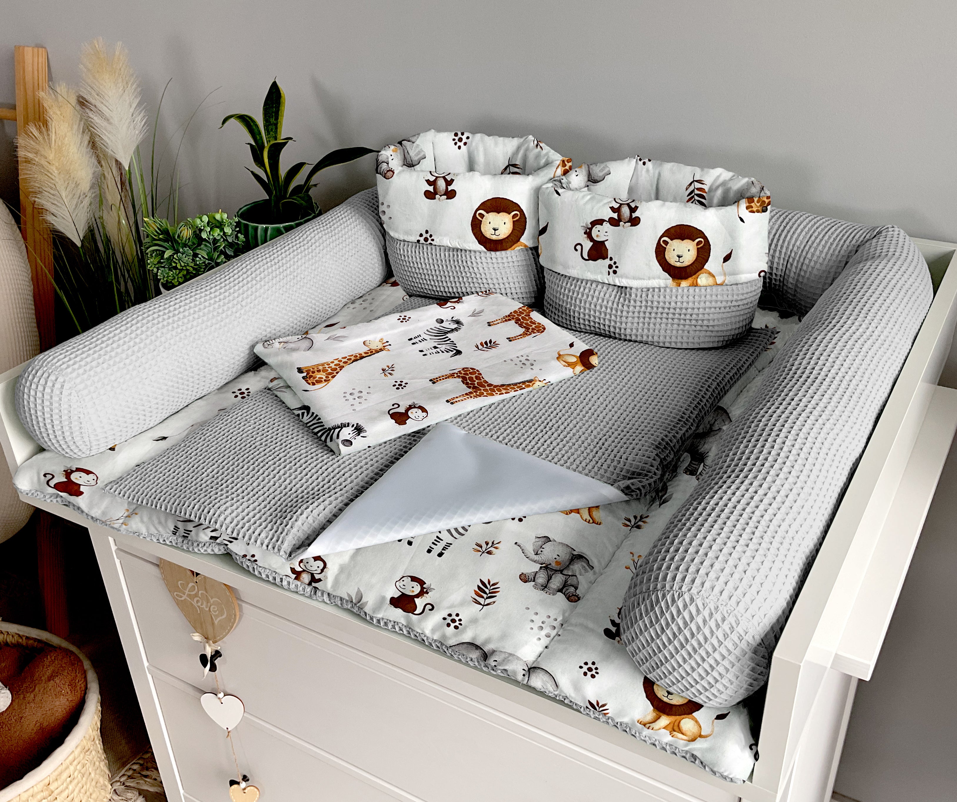 Changing mat | set of 6 elements | ZOO and grey