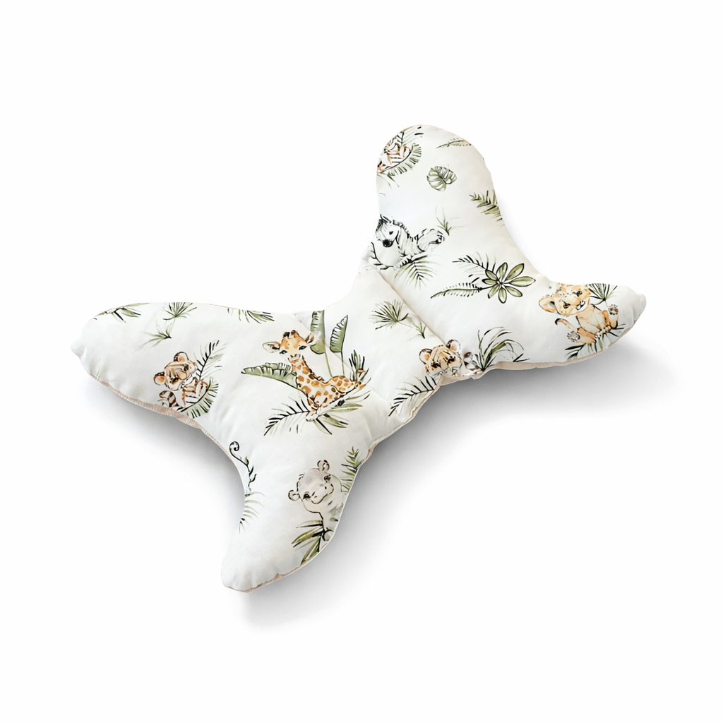 Butterfly-shaped anti-shock pillow | Safari and beige sand velvet