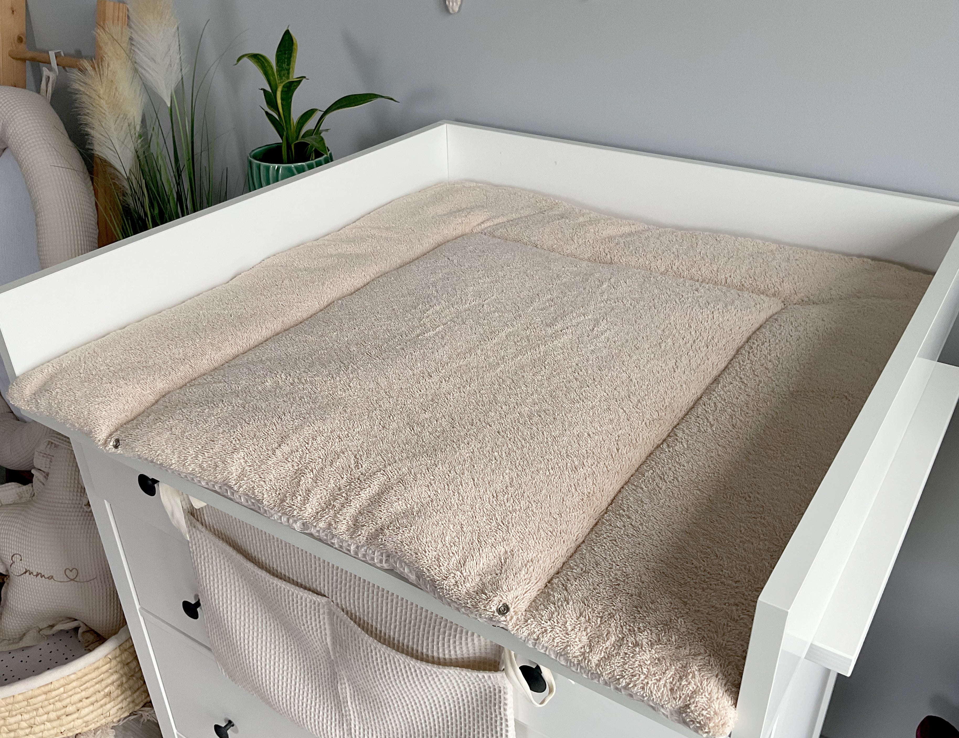 Wickelauflage mit abnehmbaren Bezug und wasserdichter Matratze - Changing mat with snaps | Beige Frotte-SleepeSheep-Set 1-50cm W 70cm H- - SleepeSheep