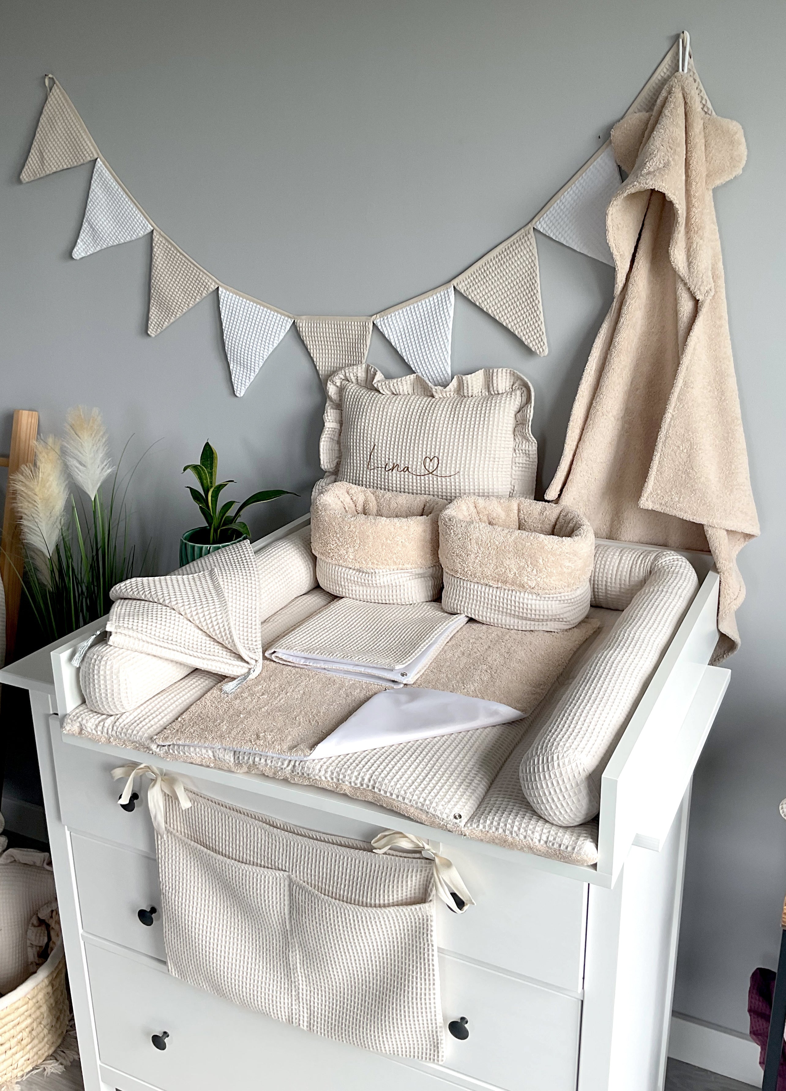 Changing mat with snaps | Beige Frotte - SleepeSheep