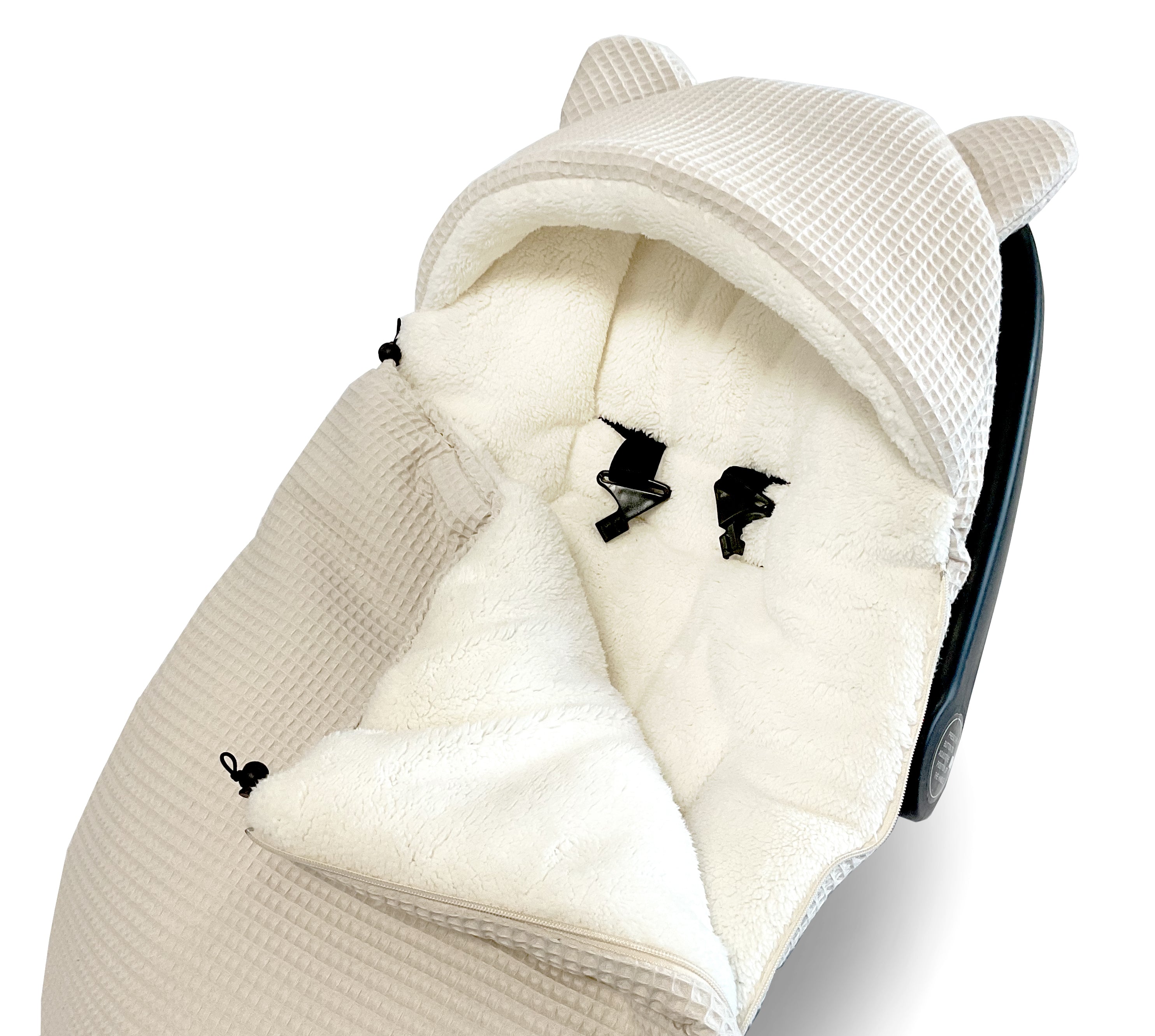 3-in-1 swaddle for car seat, baby carrier, gondola, winter | Light beige - SleepeSheep