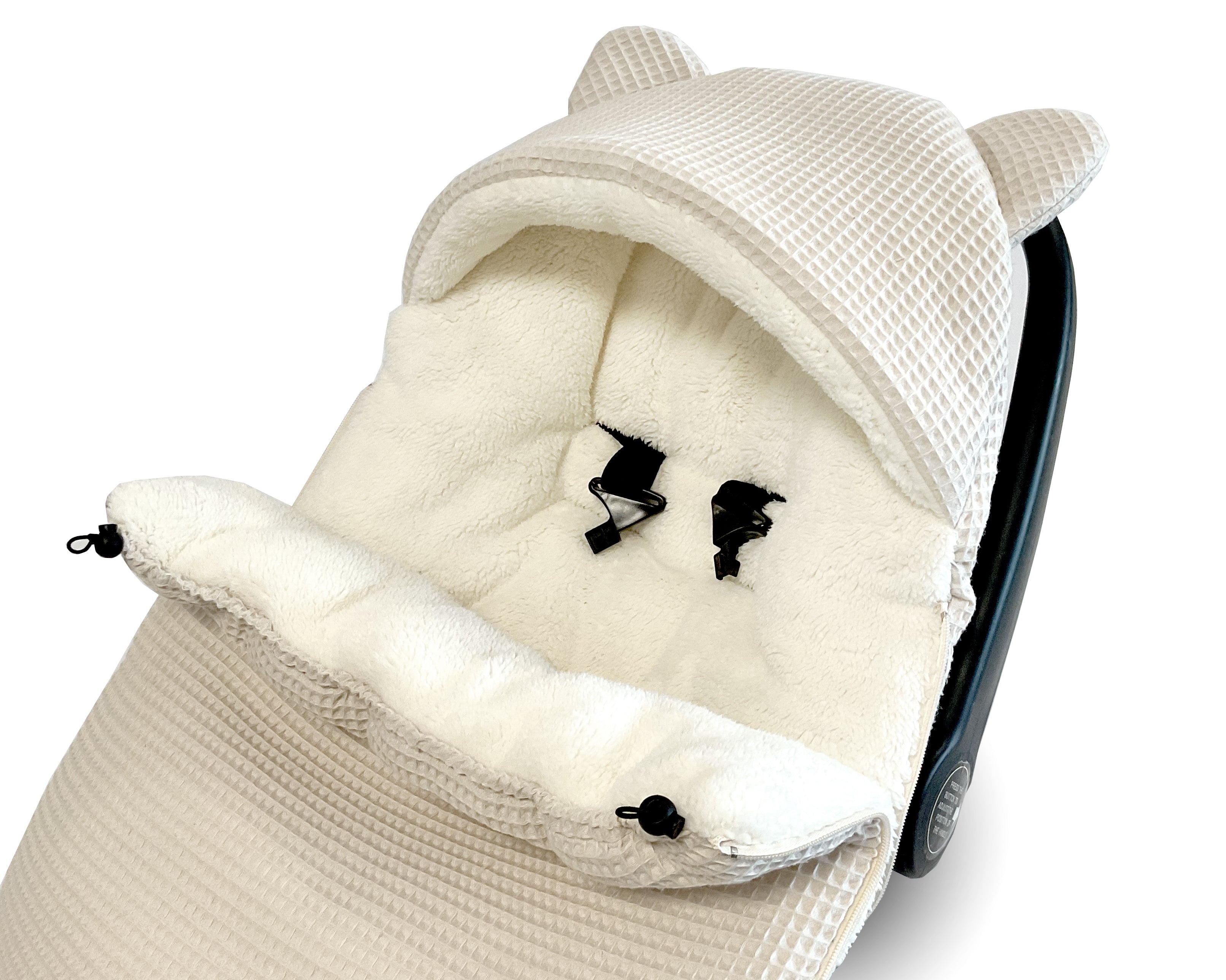 3-in-1 swaddle for car seat, baby carrier, gondola, winter | Light beige - SleepeSheep