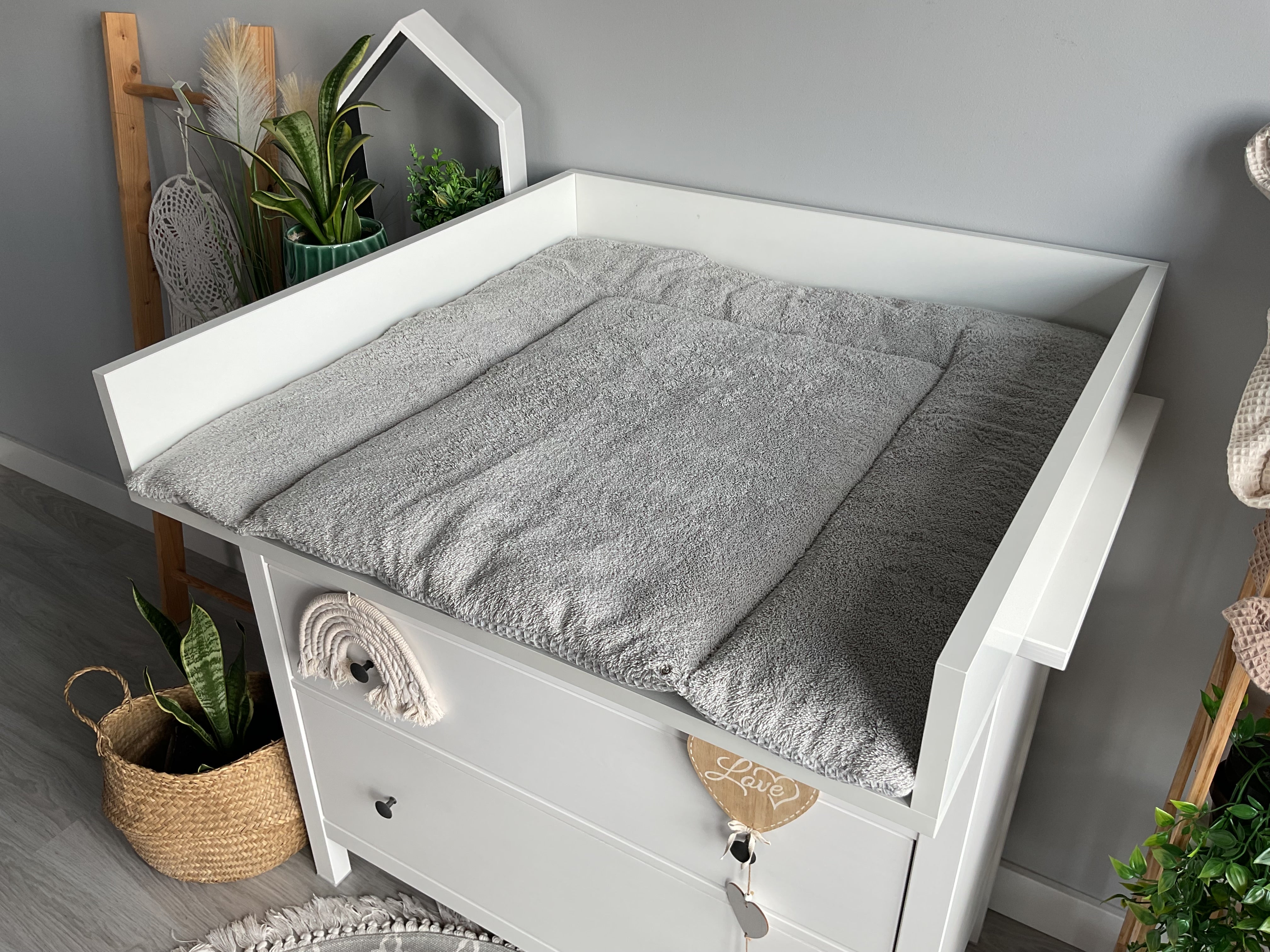 Wickelauflage mit abnehmbaren Bezug und wasserdichter Matratze - Changing mat with snaps | Grey Frotte-SleepeSheep- - SleepeSheep