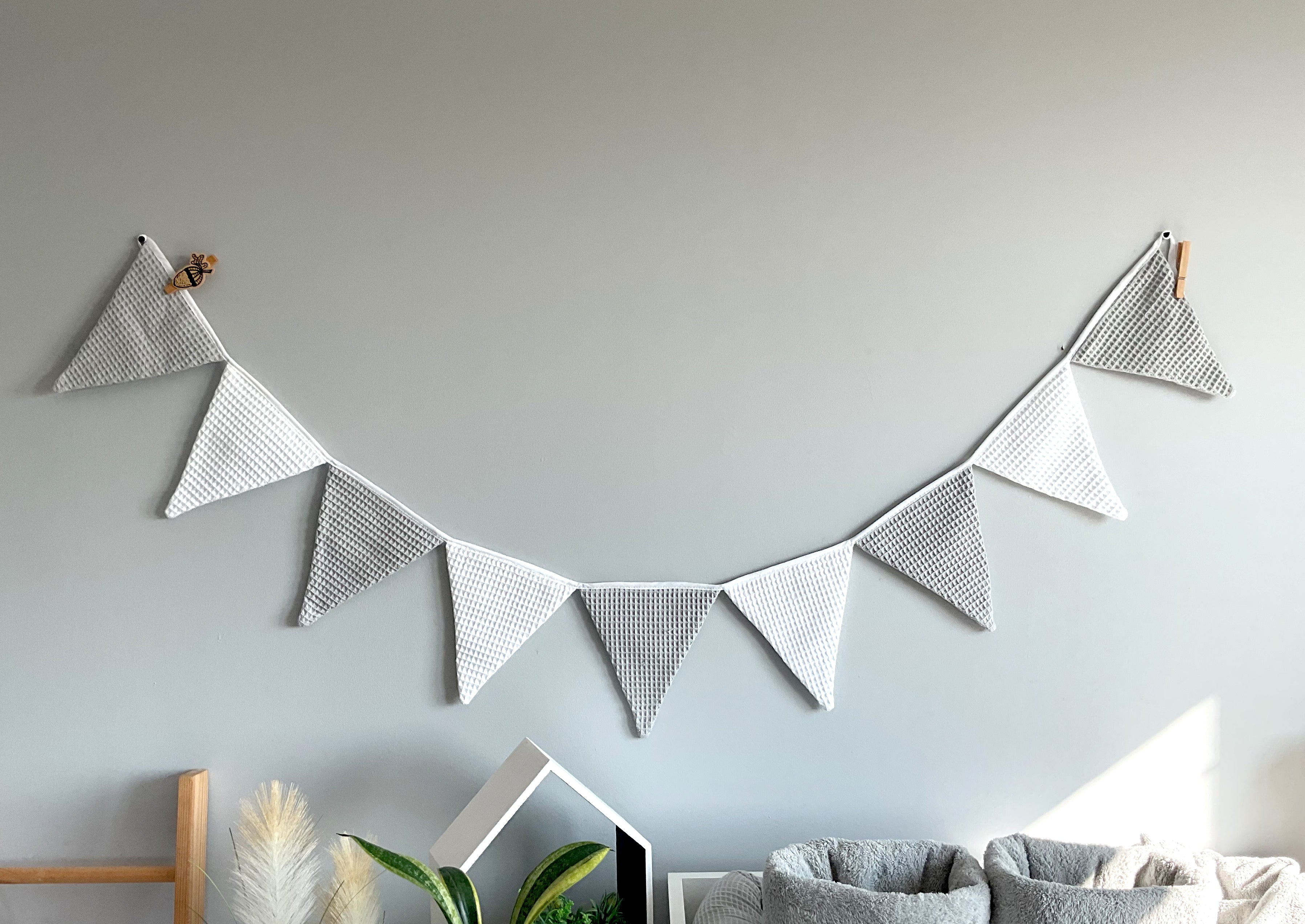 Grey bunting banner, Flag banner, Bunting Flags - SleepeSheep