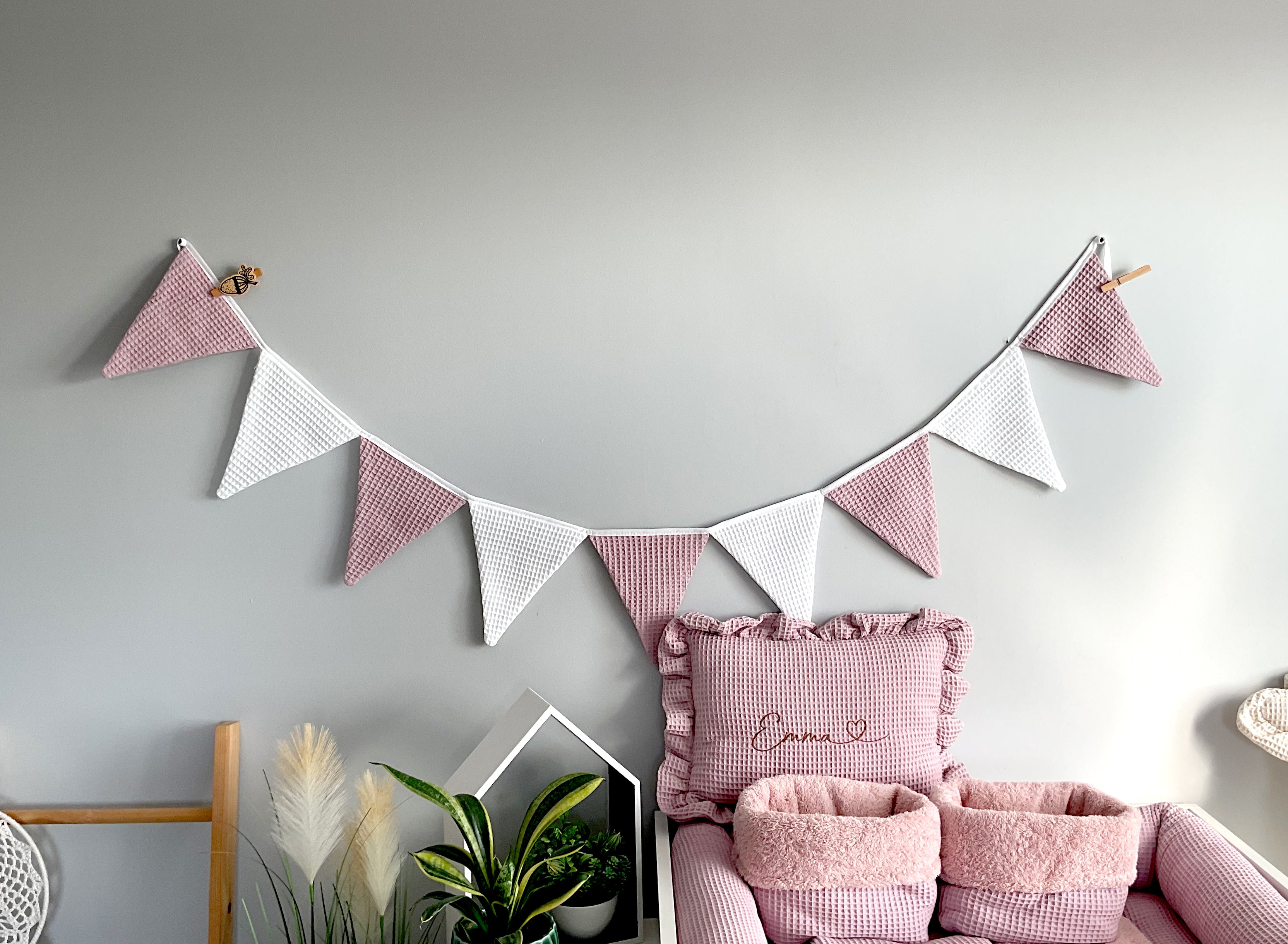 Dirty pink bunting banner, Flag banner, Bunting Flags - SleepeSheep