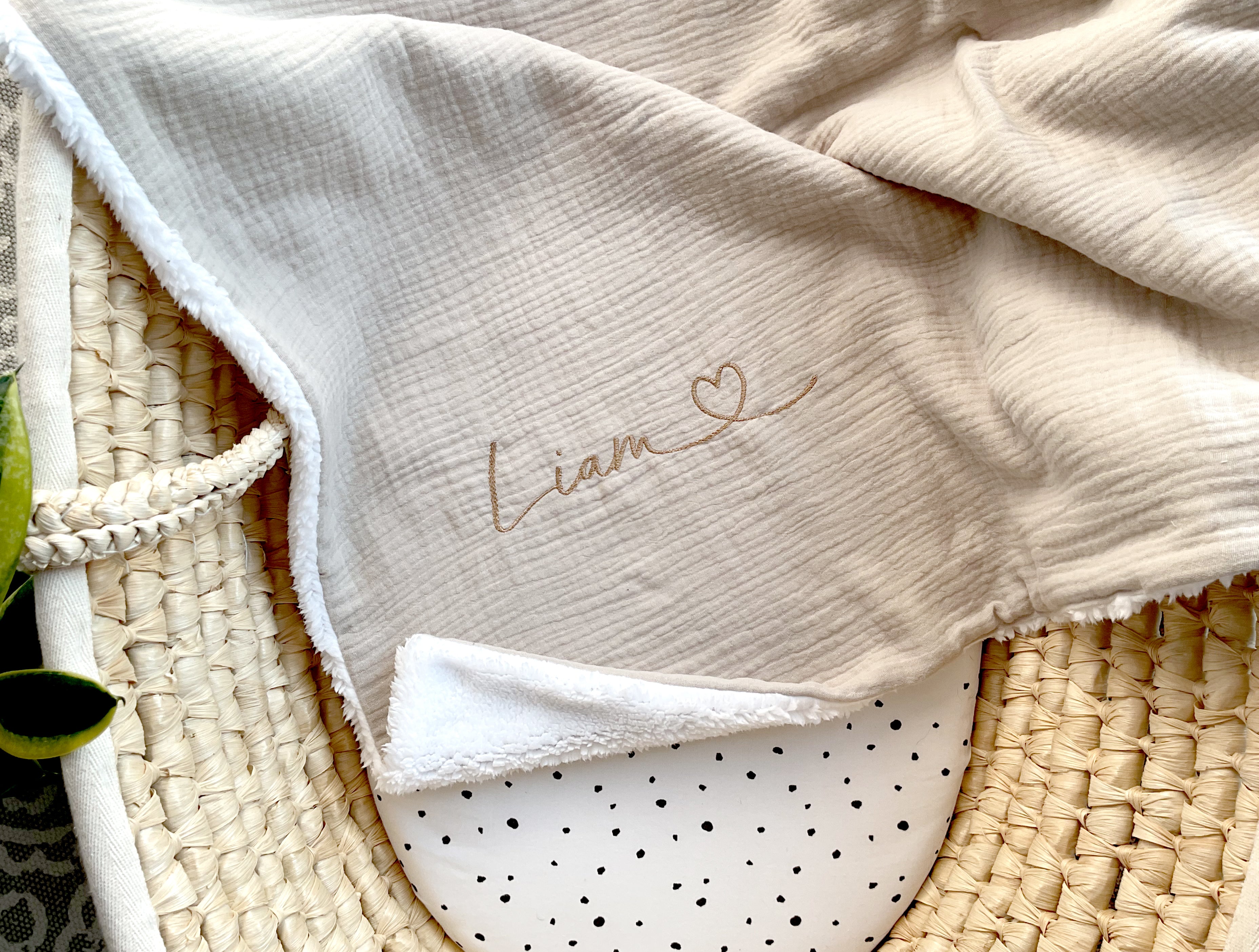 Winter baby blanket with name | organic cotton