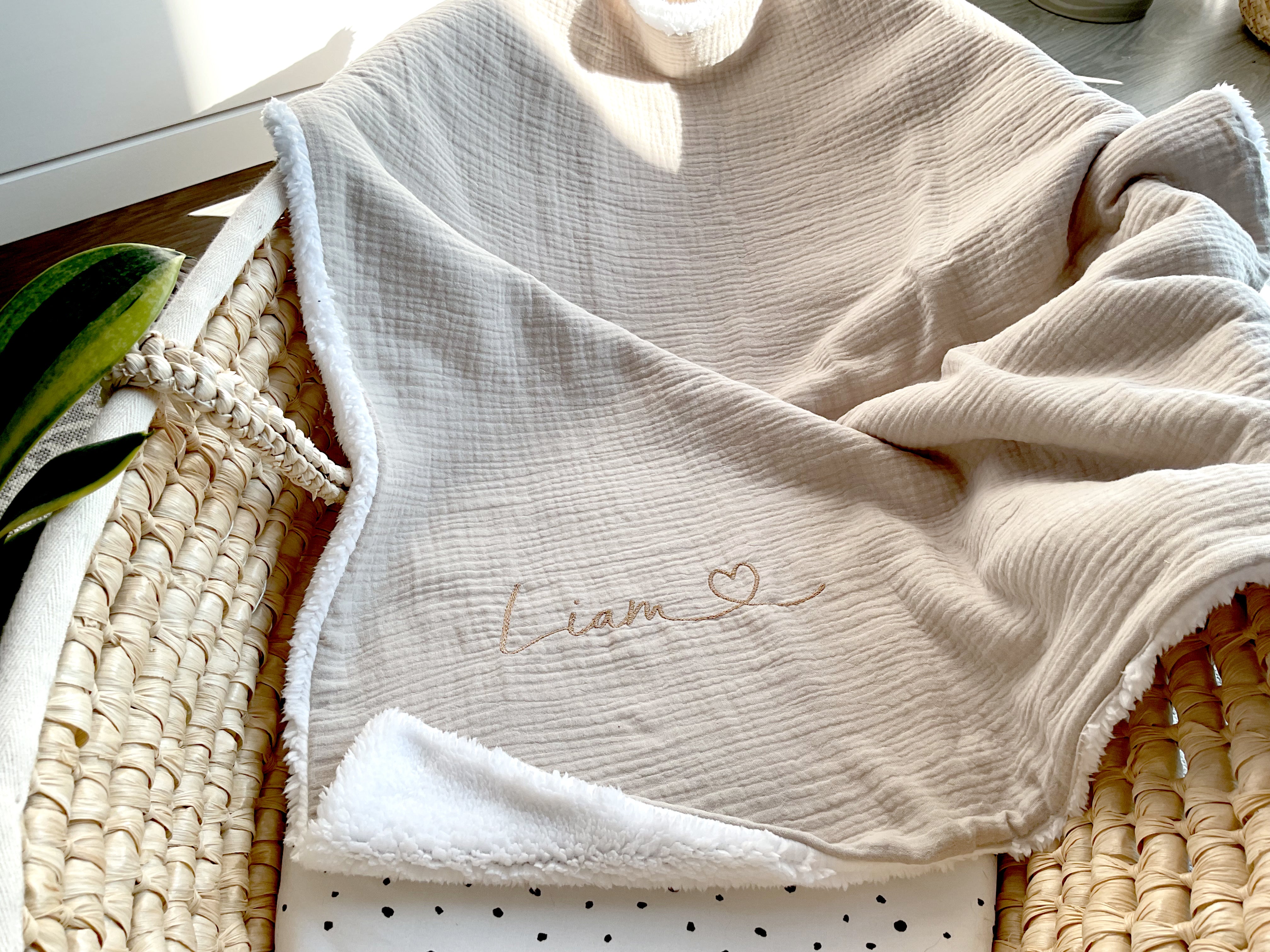 Winter baby blanket with name | organic cotton