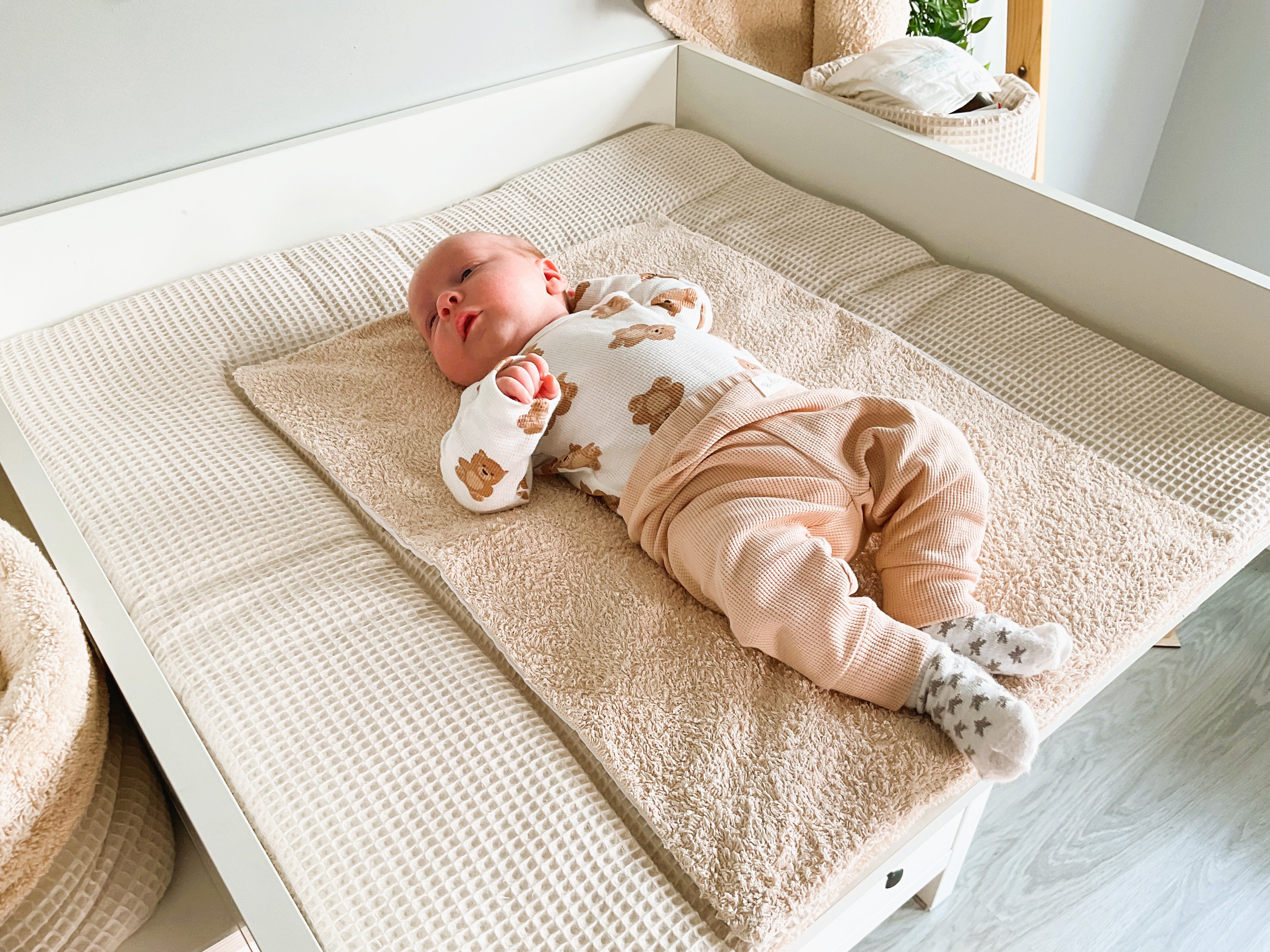 Changing mat with snaps | Beige Frotte
