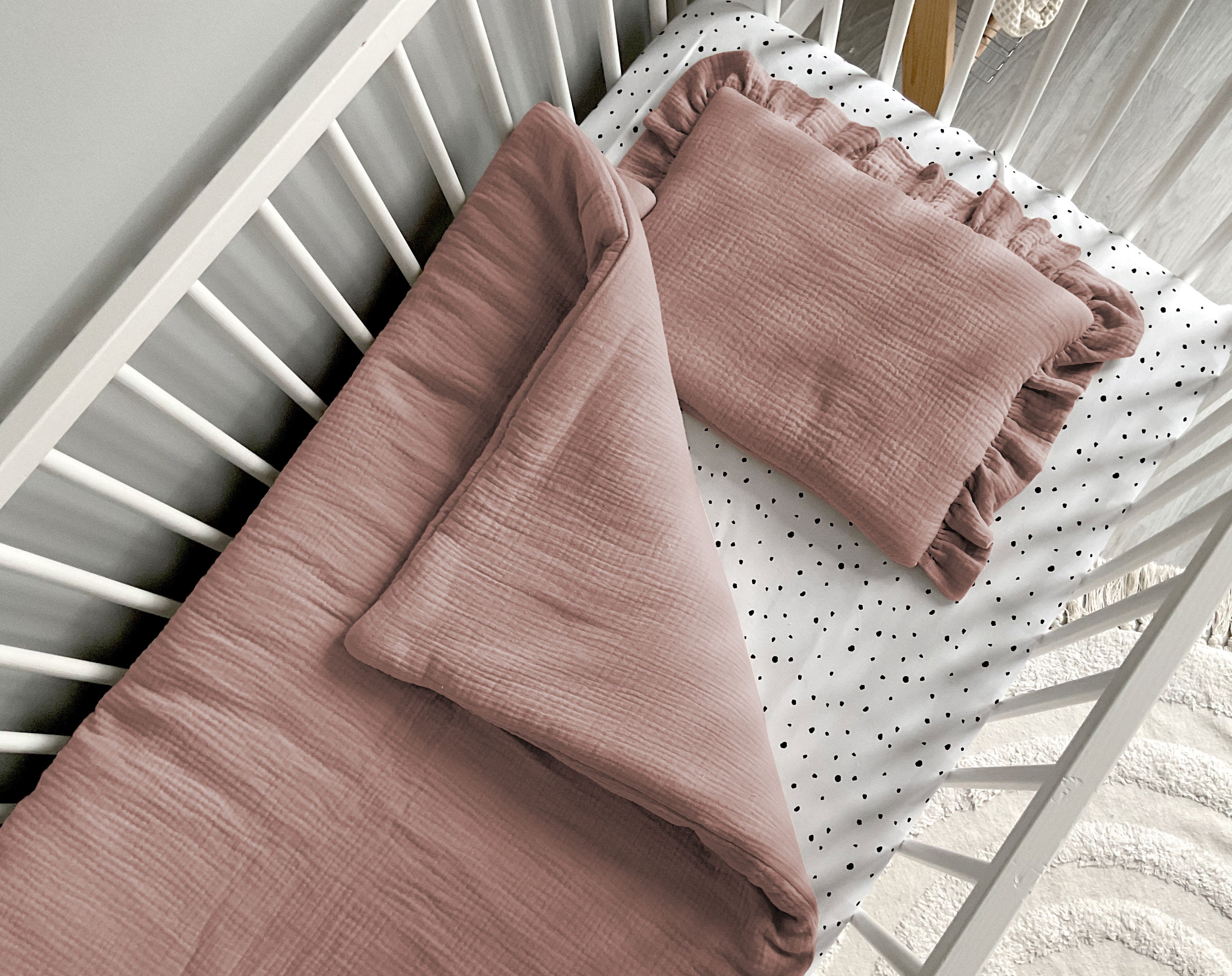 Musslin baby blanket + pillow with name | Dirty pink