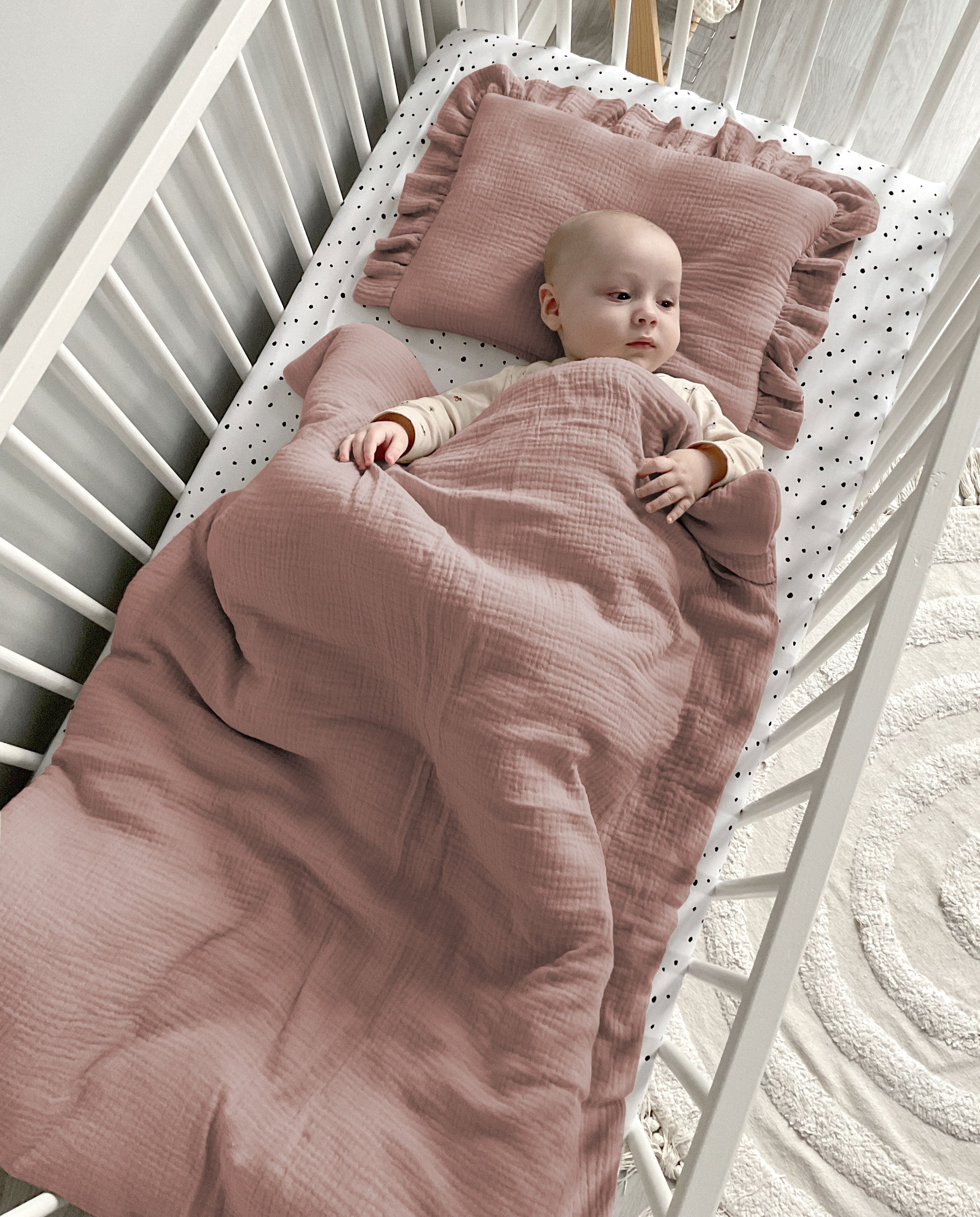 Musslin baby blanket + pillow with name | Dirty pink