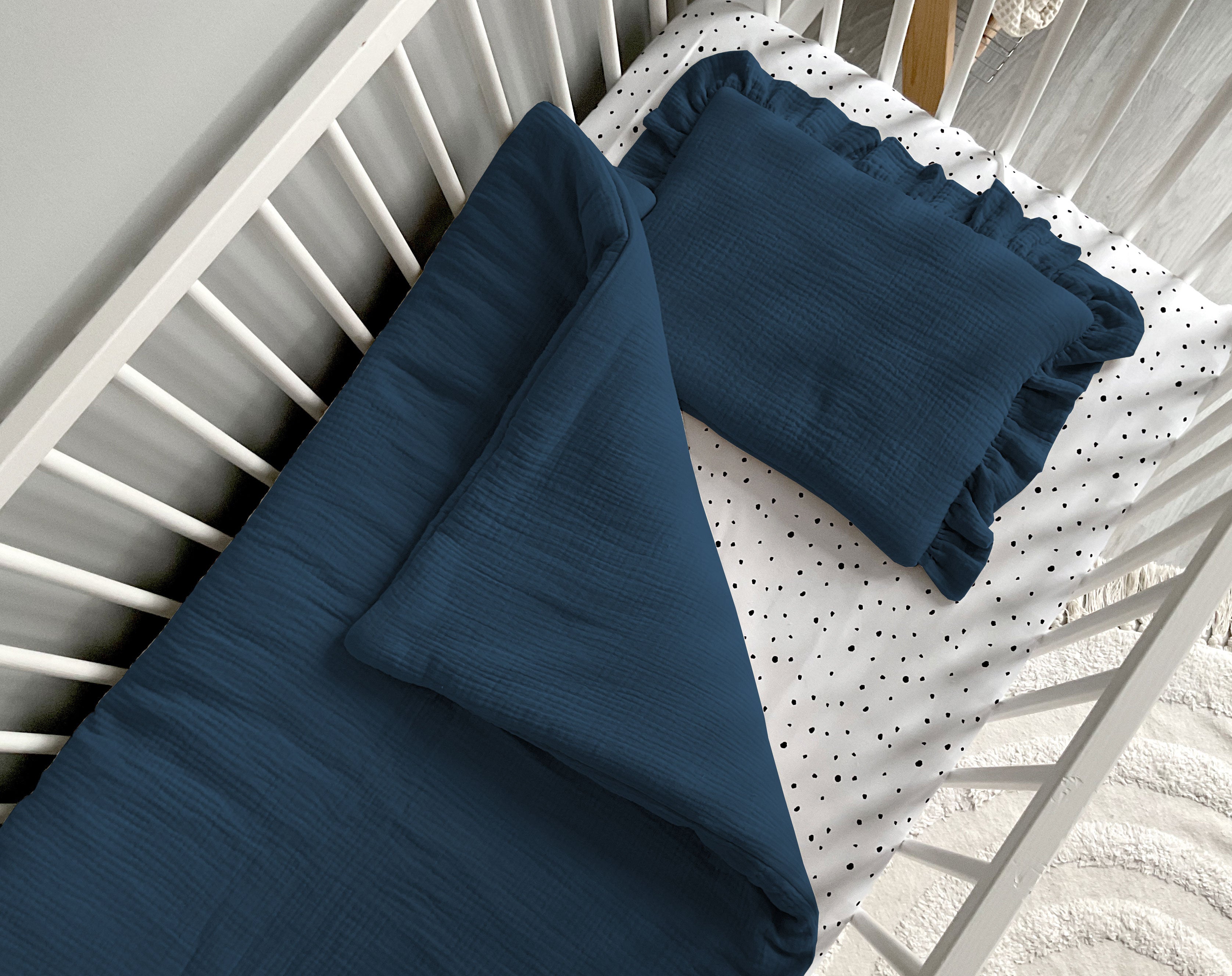 Musslin baby blanket + pillow with name | Navy