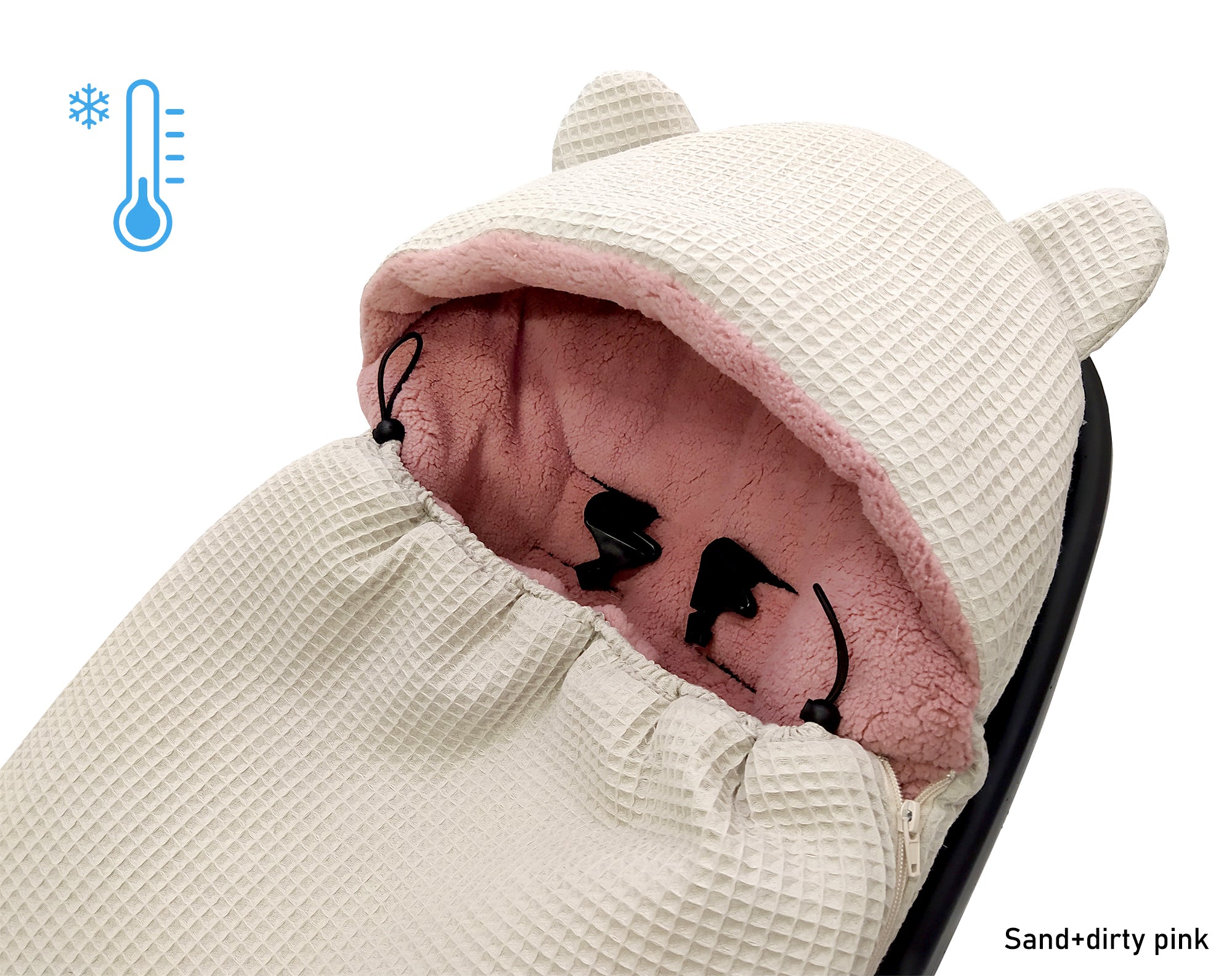 3-in-1 swaddle for car seat, baby carrier, gondola, winter | Sand+DIrty pink - SleepeSheep