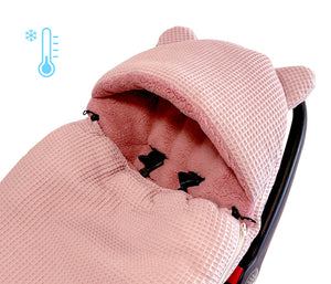 3-in-1 swaddle for car seat, baby carrier, gondola, winter | Dirty pink - SleepeSheep