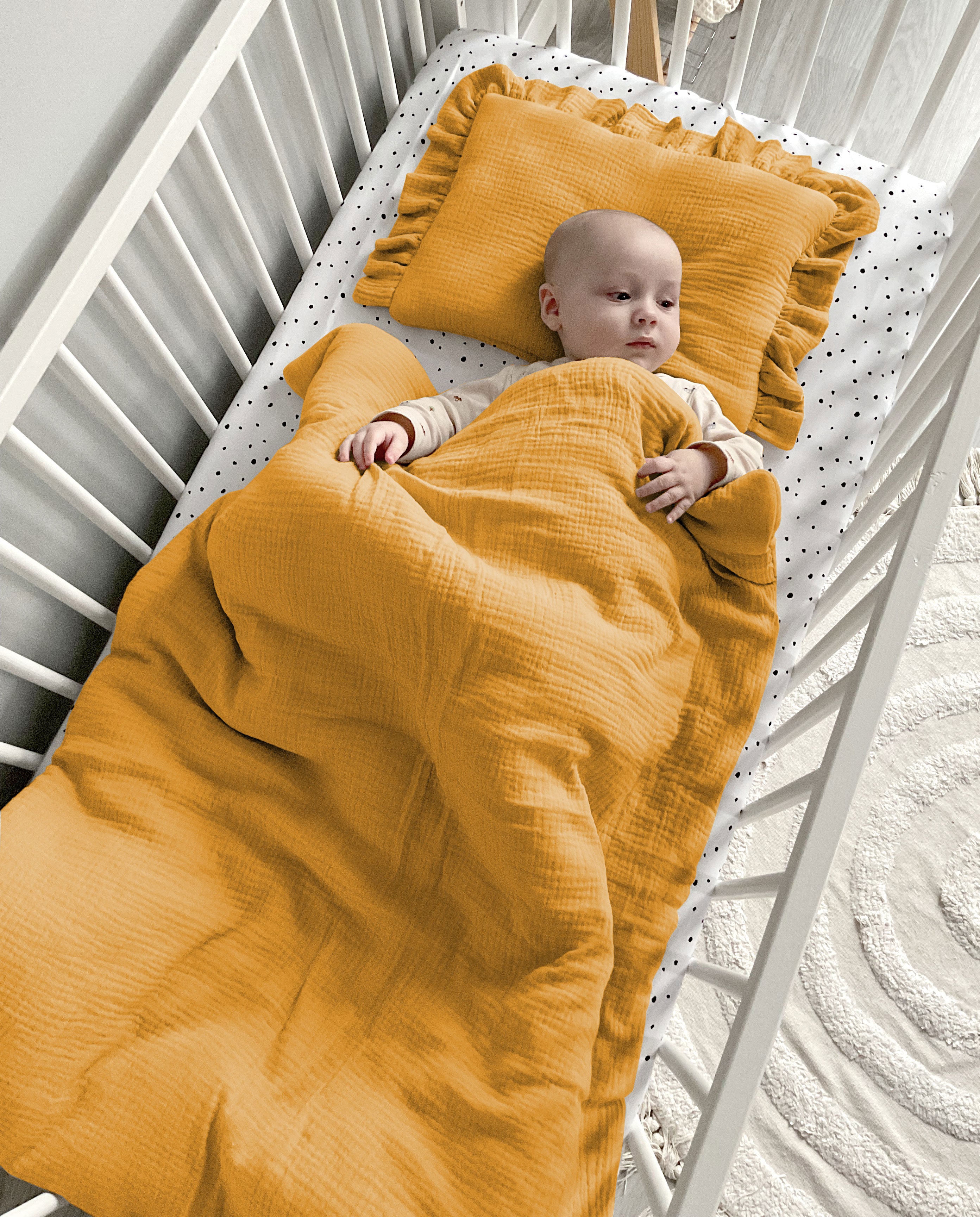 Musslin baby blanket + pillow with name | Honey